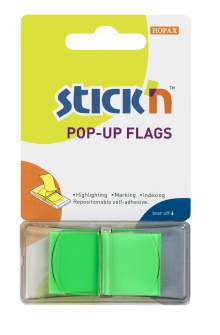 Plastov samolepic zloky Stick'n POP-UP neonov zelen, 45 x 25 mm