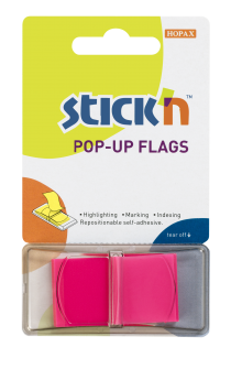 Samolepic plastov zloky Stick'n by Hopax POP-UP, 45 x 25 mm, rov, 50 lstk