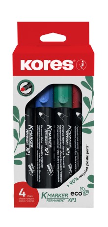 Permanentn poposova K-marker Kores Eco, 3 mm, sada 4 barvy