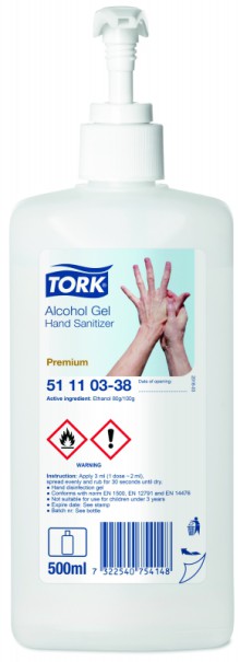 Dezinfekce na ruce Tork 511103, gelov, s pumpikou, 500 ml