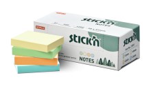Samolepic� blo�ek Stick'n by Hopax FSC, 38 x 51 mm, mix pastelov�ch barev, 12 x 100 l�stk�